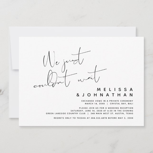 Invitation Nous n'avons pas pu attendre, Mariage Elopement Mo (Devant)