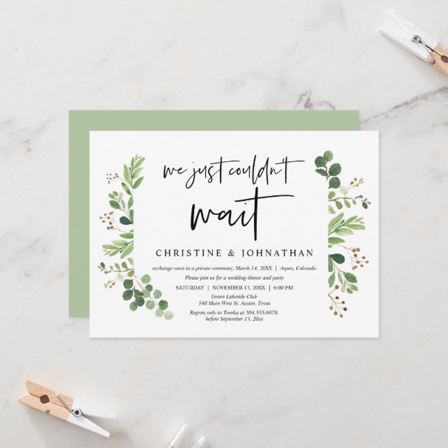 Invitation Nous n'avons pas pu attendre, Mariage en fuite (Devant/Arrière en situation)