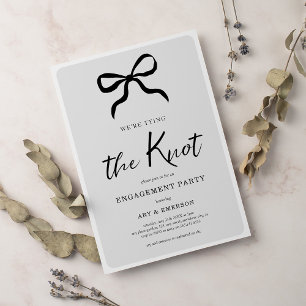 Invitation Nous nouons le noeud Black Bow Engagement Party