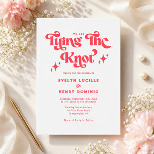 Invitation Nous nouons le nœud Mariage Rouge & Blanc