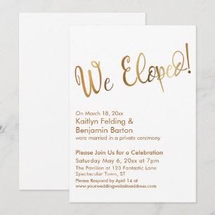 Invitation Nous nous sommes enfuis ! Célébration de mariage G