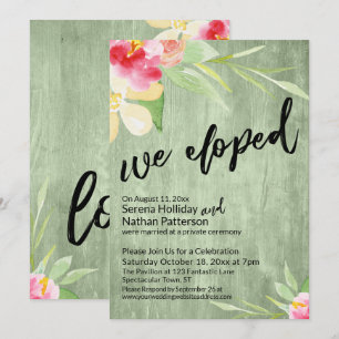 Invitation Nous nous sommes enfuis Fleurs aquarelle & Bois ve