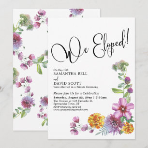 Invitation Nous nous sommes enfuis Mariage Aquarelle Fleurs S