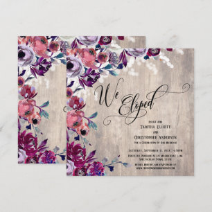 Invitation Nous nous sommes enfuis Script Élégant Floral Bois
