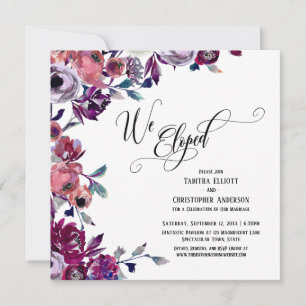 Invitation Nous nous sommes enfuis Script Gras Fleurs Flouris