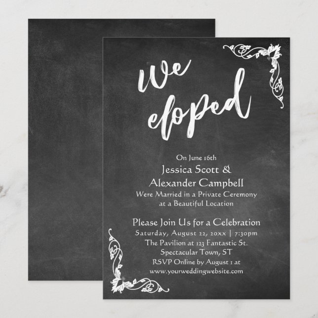 Invitation Nous nous sommes enfuis Typographie sur tableau no (Devant / Derrière)