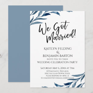 Invitation "Nous nous sommes mariés !" Blue Leaves sur invita