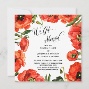 Invitation Nous nous sommes mariés Couronne de Coquelicots Ro