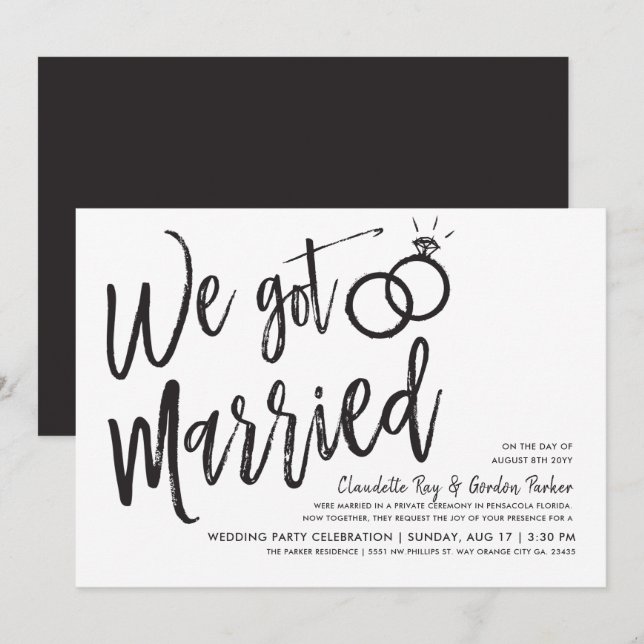 Invitation Nous nous sommes mariés | Fête de mariage après la (Devant / Derrière)