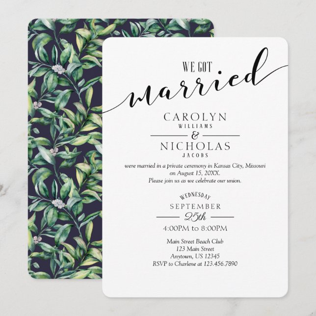 Invitation Nous Nous Sommes Mariés Simple Soirée De Mariage D (Devant / Derrière)