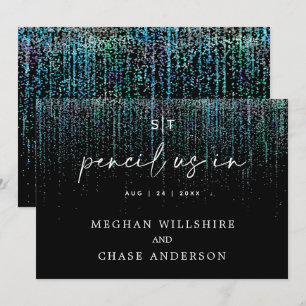 Invitation Nous Pencil Moderne En Parties scintillant Turquoi