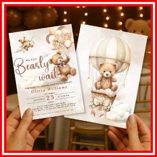 Invitation Nous pouvons à peine attendre Cub Brown Baby Showe