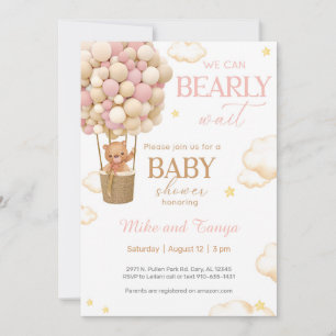 Invitation Nous pouvons à peine attendre fille ours Fête de n