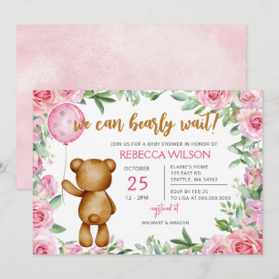 Invitation Nous pouvons à peine attendre Fille rose Baby Show