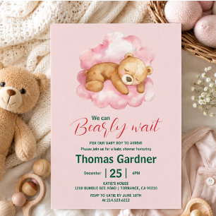Invitation Nous pouvons à peine attendre Garçon Ourson Mignon