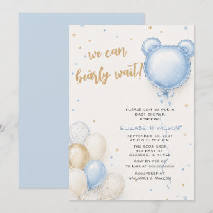 Invitation Nous pouvons à peine attendre la Baby Shower Blue 
