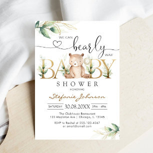 Invitation Nous pouvons à peine attendre la baby shower ours 