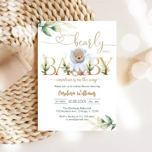 Invitation Nous pouvons à peine attendre la baby shower ours 