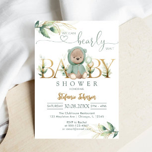 Invitation Nous pouvons à peine attendre la Baby Shower Ours 