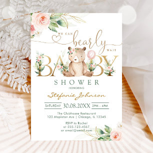 Invitation Nous pouvons à peine attendre la baby shower ours 