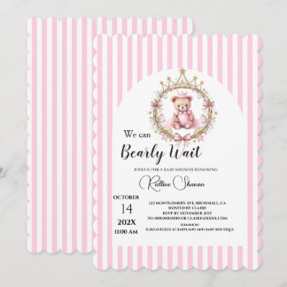 Invitation Nous pouvons à peine attendre la baby shower rose