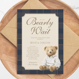 Invitation Nous pouvons à peine attendre Mignon ourson en pel