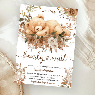 Invitation Nous Pouvons à Peine Attendre Ours Brun Bébé Fête 