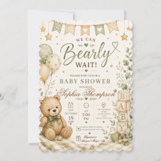 Invitation Nous pouvons à peine attendre Ours en peluche Baby