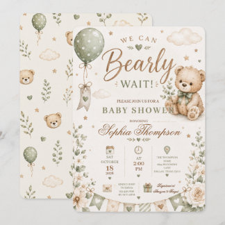 Invitation Nous pouvons à peine attendre Ours en peluche Baby