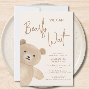 Invitation Nous pouvons à peine attendre Ours en peluche Baby