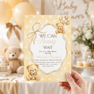 Invitation Nous Pouvons à Peine Attendre Ours en Peluche Neut