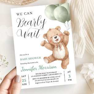 Invitation Nous Pouvons à peine Attendre Ours en Peluche Neut
