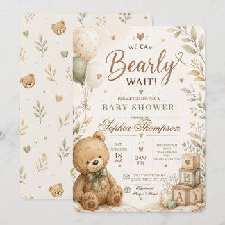 Invitation Nous pouvons à peine attendre Ourson Fête de bébé