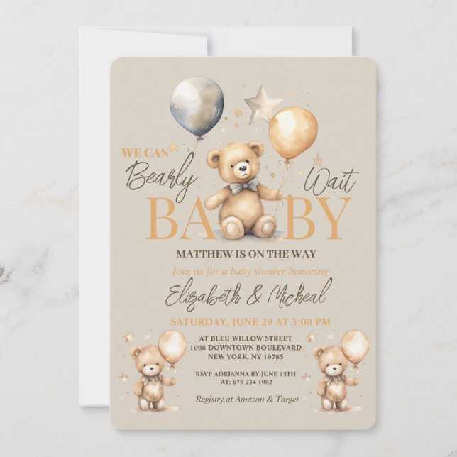 Invitation Nous Pouvons Attendre Attente Thème Baby shower In (Devant)