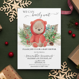 Invitation Nous pouvons attendre Baby shower Noël Ours Boho