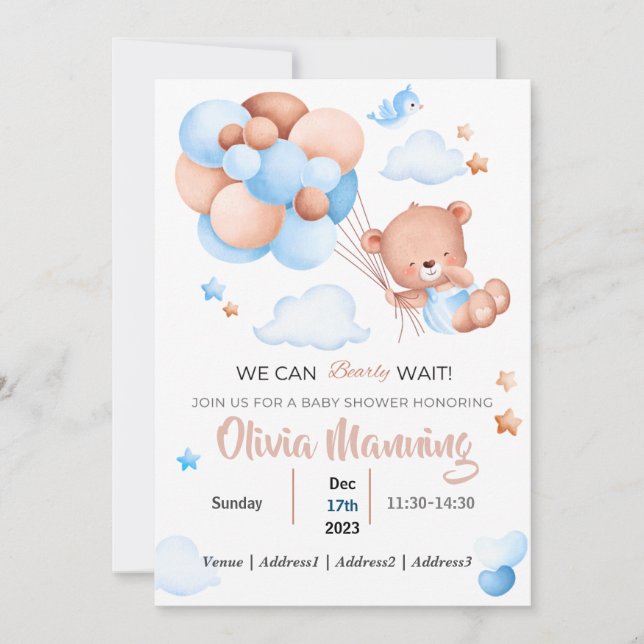 Invitation Nous pouvons attendre le Baby shower (Devant)