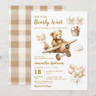 Invitation Nous pouvons attendre le plan de Baby shower Brown
