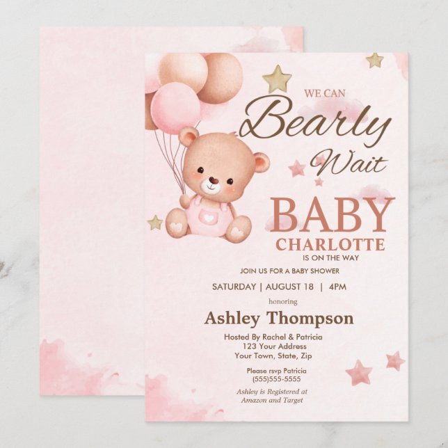 Invitation Nous pouvons attendre l'invitation Baby shower (Devant / Derrière)