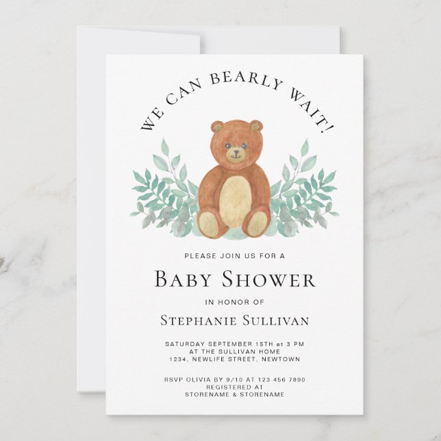 Invitation Nous pouvons attendre l'invitation Baby shower (Devant)