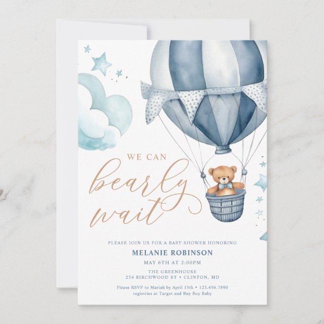 Invitation Nous pouvons attendre l'invitation Baby shower (Devant)
