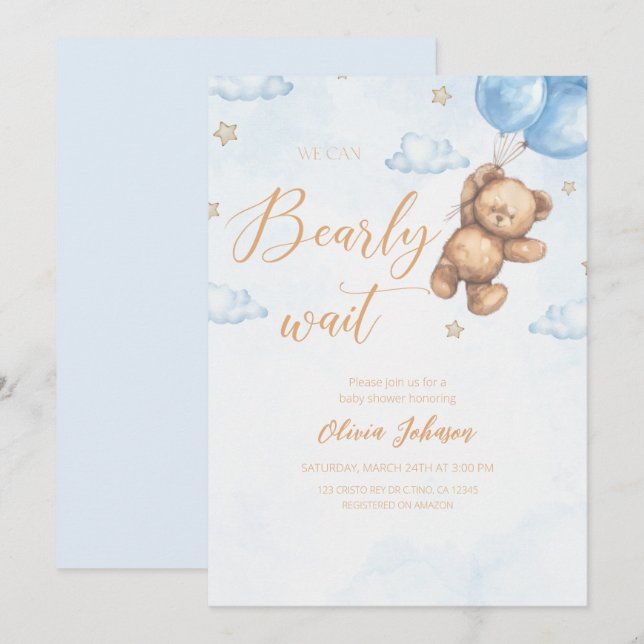 Invitation Nous pouvons attendre l'invitation Baby shower (Devant / Derrière)