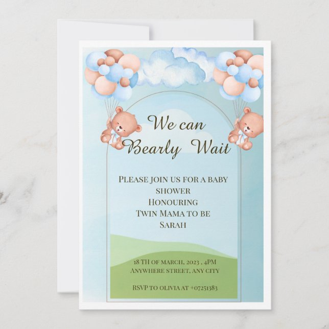 Invitation Nous pouvons attendre l'invitation de Baby shower  (Devant)