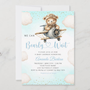 Invitation Nous pouvons attendre prématurément aquarelle Baby