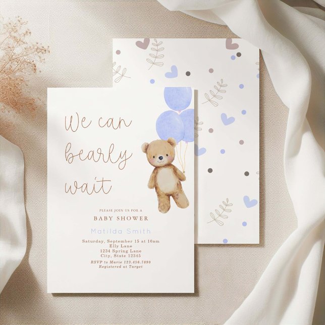 Invitation Nous pouvons attendre prématurément Ours Bleu Baby (Créateur téléchargé)