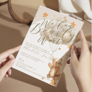 Invitation Nous Pouvons Attendre Teddy Bear Baby shower