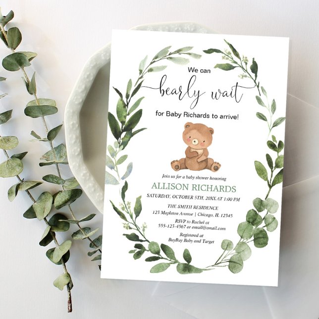 Invitation Nous pouvons attendre un baby shower d'ours neutre (Créateur téléchargé)