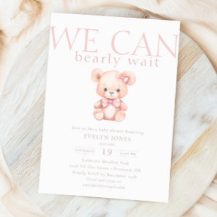 Invitation Nous Pouvons Bearly Pink Girl Bear Baby shower