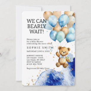 Invitation Nous Pouvons Presque Attendre Royal Blue Et Gold B