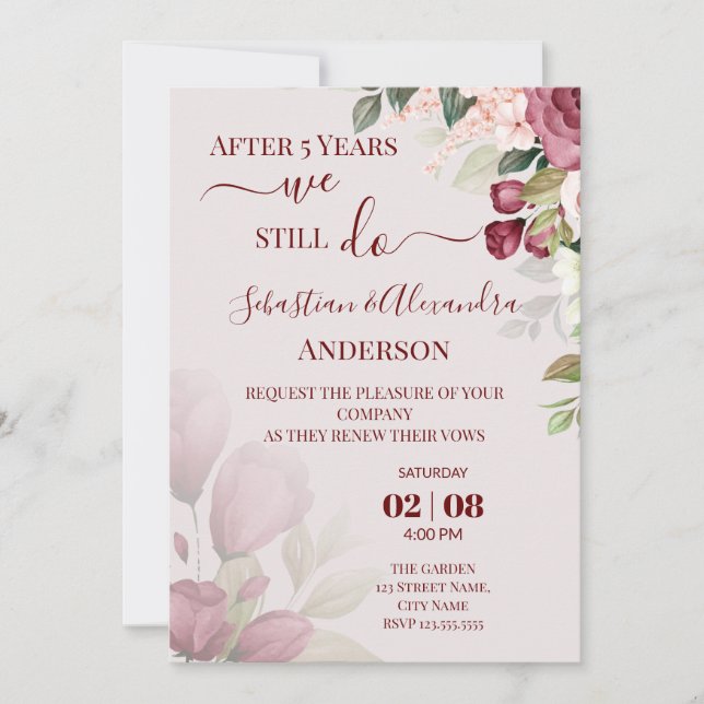 Invitation Nous renouvelons encore les vœux de mariage Annive (Devant)