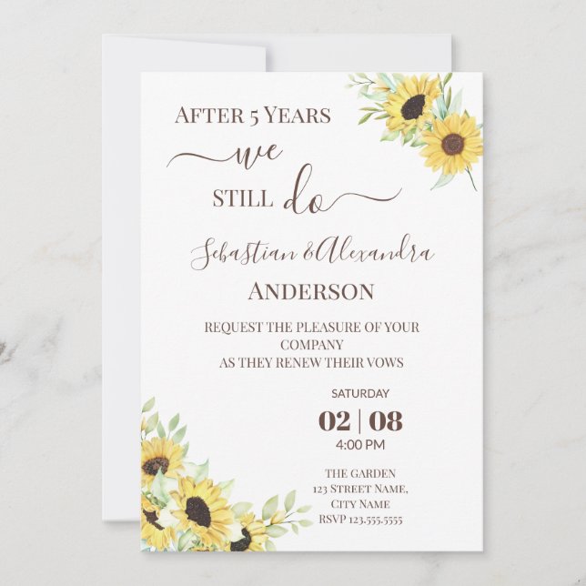 Invitation Nous renouvelons encore les vœux de mariage Annive (Devant)